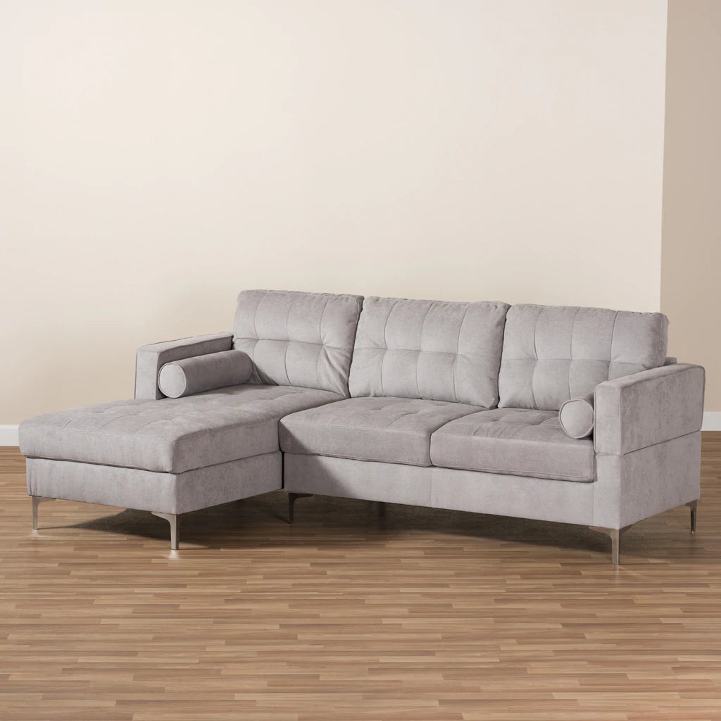 Baxton Studio Mireille Modern And Contemporary Dark Grey Fabric Upholstered Sectional Sofa | Sofas | Modishstore - 9