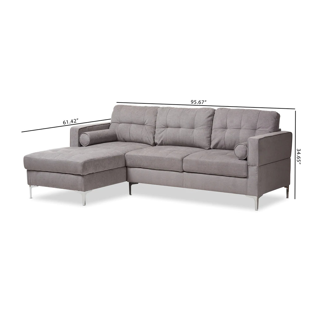 Baxton Studio Mireille Modern And Contemporary Dark Grey Fabric Upholstered Sectional Sofa | Sofas | Modishstore - 8