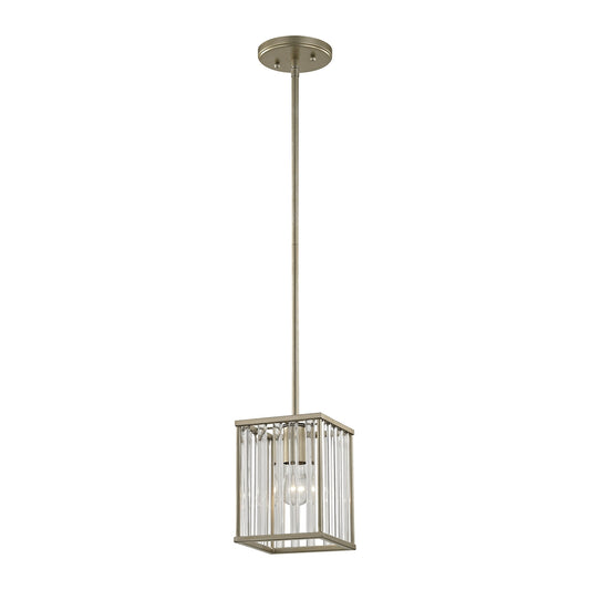 Ridley 1-Light Mini Pendant in Aged Silver with Oval Glass Rods ELK Lighting | Pendant Lamps | Modishstore