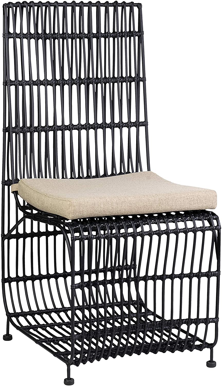 Marvel Dining Chair, Black Rattan & Iron Set of 2 by Jeffan | Dining Chairs | Modishstore - 2