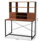 Baxton Studio Edwin Rustic Industrial Style Brown Wood and Metal 2-in-1 Bookcase Writing Desk | Desks | Modishstore - 6