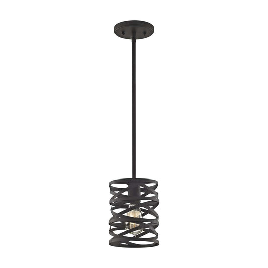 Vorticy 1-Light Mini Pendant in Oil Rubbed Bronze with Metal Cage - Includes Adapter Kit | Pendant Lamps | Modishstore