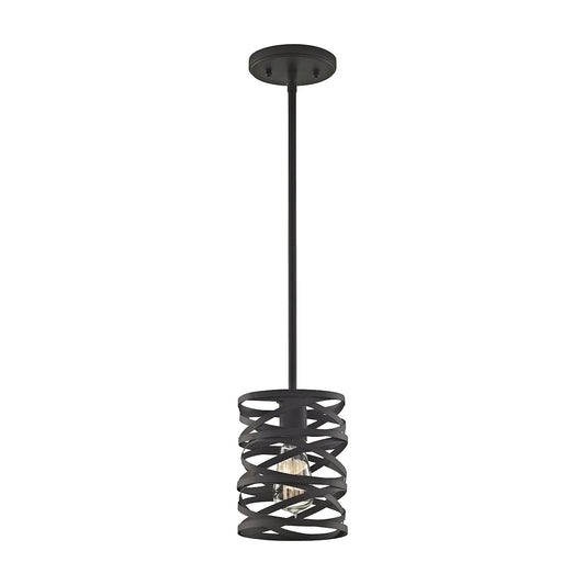 Vorticy 1-Light Mini Pendant in Oil Rubbed Bronze with Metal Cage ELK Lighting | Pendant Lamps | Modishstore