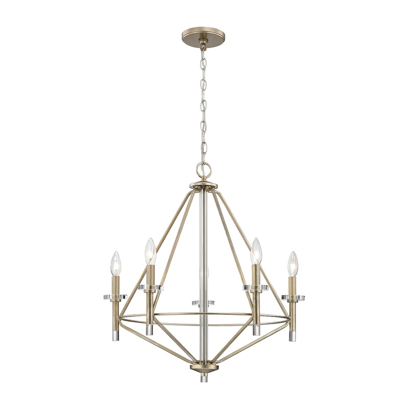 Lacombe 5-Light Chandelier in Aged Silver with Clear Glass Accents ELK Lighting | Chandeliers | Modishstore