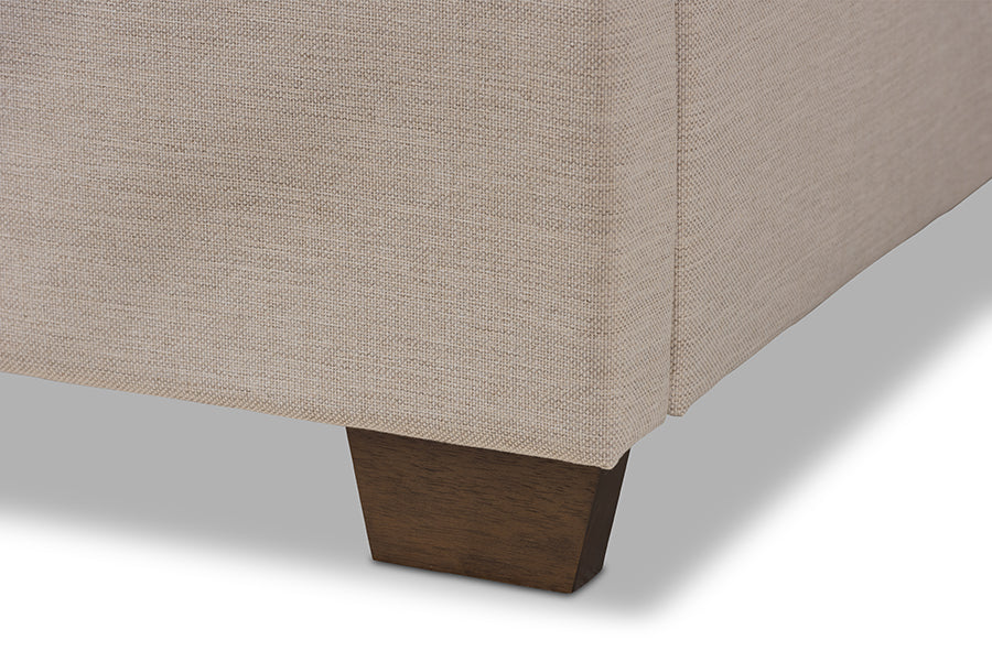Baxton Studio Georgette Modern and Contemporary Light Beige Fabric Upholstered Queen Size Bed | Beds | Modishstore - 4