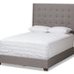 baxton studio georgette modern and contemporary light grey fabric upholstered queen size bed | Modish Furniture Store-2