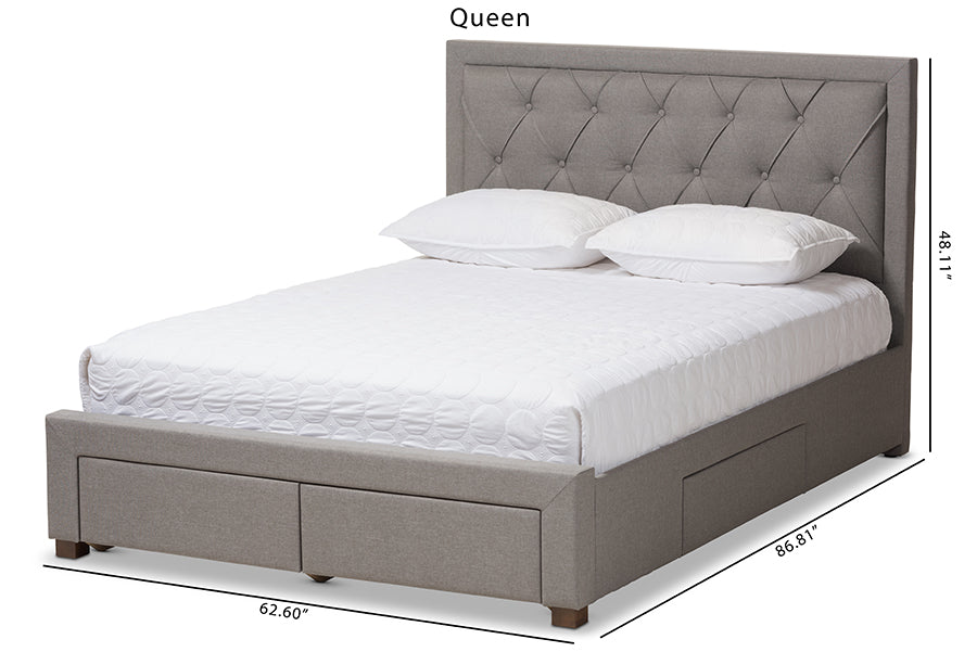 Baxton Studio Aurelie Modern and Contemporary Light Grey Fabric Upholstered King Size Storage Bed | Beds | Modishstore - 7