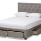 Baxton Studio Aurelie Modern and Contemporary Light Grey Fabric Upholstered King Size Storage Bed | Beds | Modishstore - 6