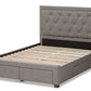 Baxton Studio Aurelie Modern and Contemporary Light Grey Fabric Upholstered King Size Storage Bed | Beds | Modishstore - 9