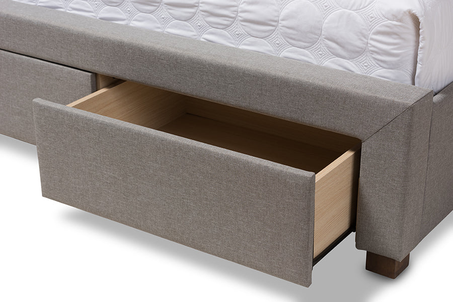 Baxton Studio Aurelie Modern and Contemporary Light Grey Fabric Upholstered Queen Size Storage Bed | Beds | Modishstore - 4