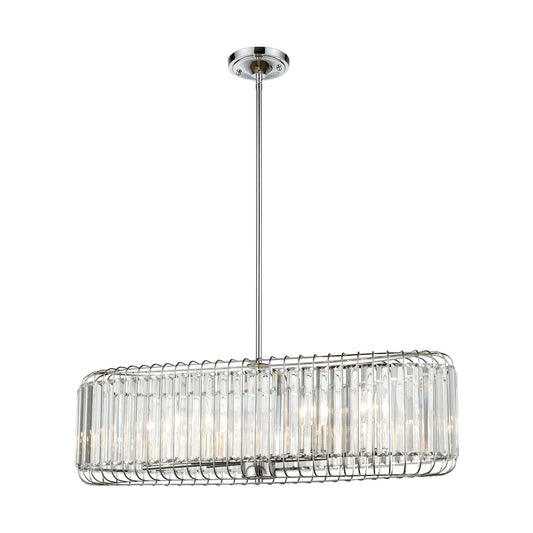 Beaumont 6-Light Linear Chandelier in Polished Chrome with Clear Crystal ELK Lighting | Chandeliers | Modishstore