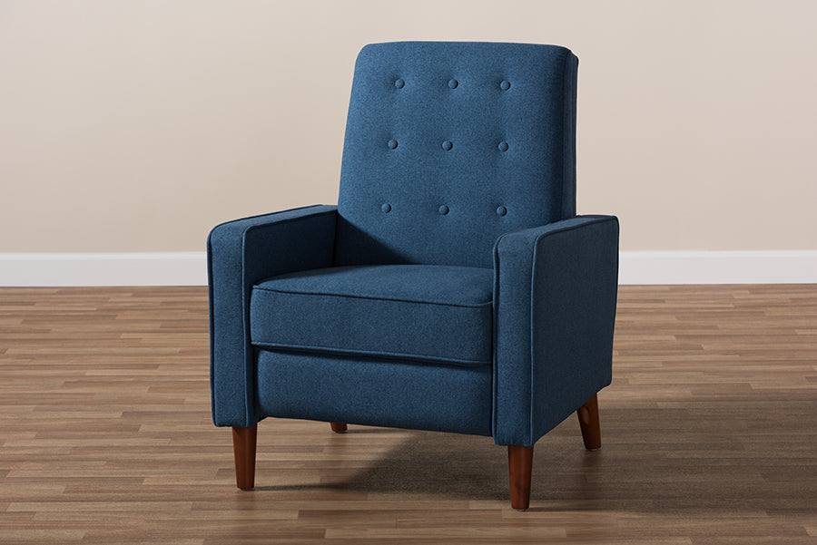 Baxton Studio Mathias Mid-century Modern Blue Fabric Upholstered Lounge Chair | Lounge Chairs | Modishstore - 4