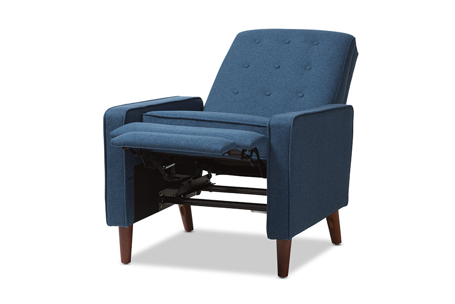 Baxton Studio Mathias Mid-century Modern Blue Fabric Upholstered Lounge Chair | Lounge Chairs | Modishstore - 9