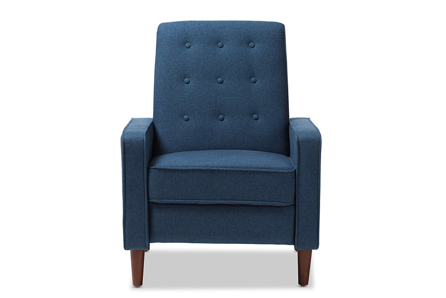 Baxton Studio Mathias Mid-century Modern Blue Fabric Upholstered Lounge Chair | Lounge Chairs | Modishstore - 8