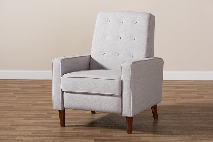 Baxton Studio Mathias Mid-century Modern Light Grey Fabric Upholstered Lounge Chair | Lounge Chairs | Modishstore - 4