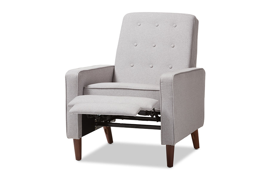 Baxton Studio Mathias Mid-century Modern Light Grey Fabric Upholstered Lounge Chair | Lounge Chairs | Modishstore - 10