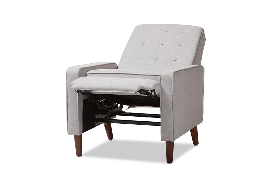 Baxton Studio Mathias Mid-century Modern Light Grey Fabric Upholstered Lounge Chair | Lounge Chairs | Modishstore - 9