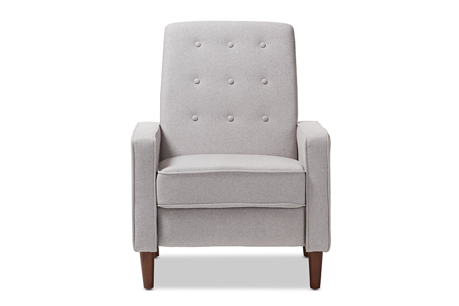 Baxton Studio Mathias Mid-century Modern Light Grey Fabric Upholstered Lounge Chair | Lounge Chairs | Modishstore - 8
