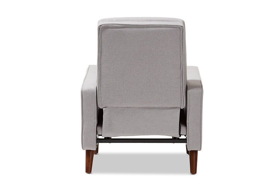 Baxton Studio Mathias Mid-century Modern Light Grey Fabric Upholstered Lounge Chair | Lounge Chairs | Modishstore - 6