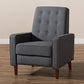 Baxton Studio Mathias Mid-century Modern Grey Fabric Upholstered Lounge Chair | Lounge Chairs | Modishstore - 4