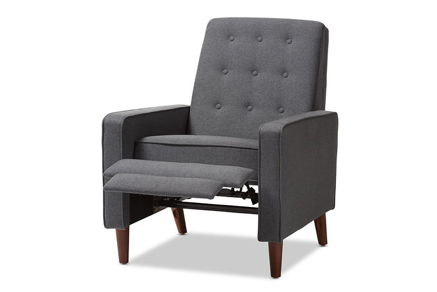 Baxton Studio Mathias Mid-century Modern Grey Fabric Upholstered Lounge Chair | Lounge Chairs | Modishstore - 10