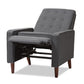 Baxton Studio Mathias Mid-century Modern Grey Fabric Upholstered Lounge Chair | Lounge Chairs | Modishstore - 9