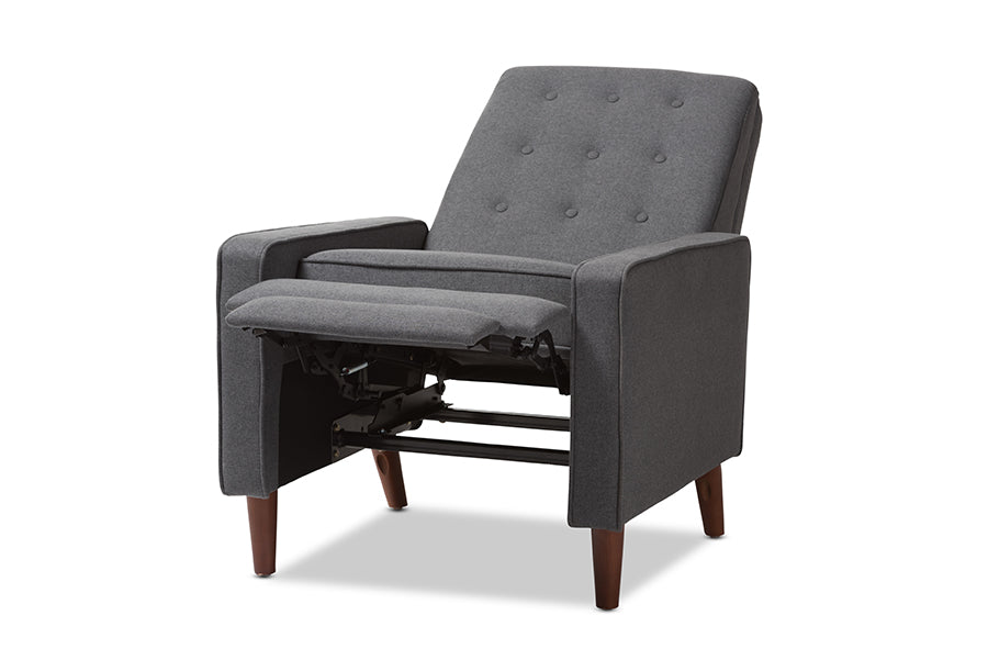 Baxton Studio Mathias Mid-century Modern Grey Fabric Upholstered Lounge Chair | Lounge Chairs | Modishstore - 9