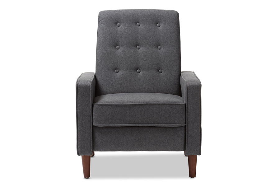 Baxton Studio Mathias Mid-century Modern Grey Fabric Upholstered Lounge Chair | Lounge Chairs | Modishstore - 8