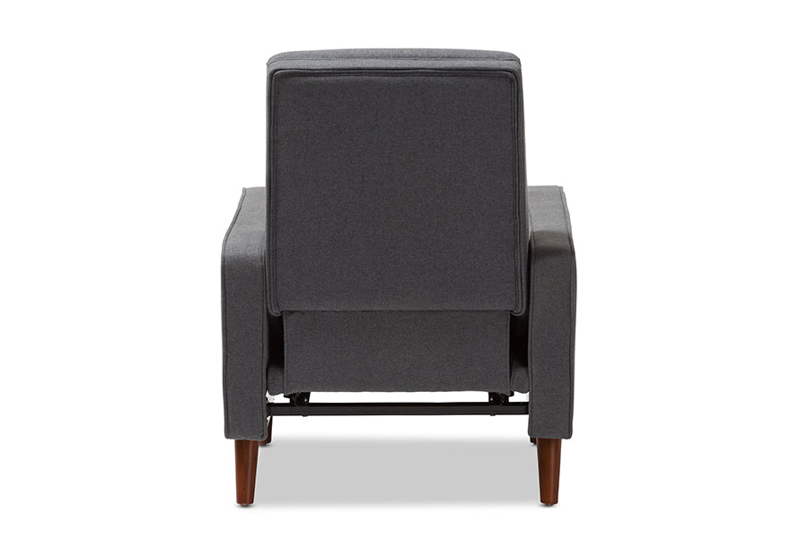 Baxton Studio Mathias Mid-century Modern Grey Fabric Upholstered Lounge Chair | Lounge Chairs | Modishstore - 6
