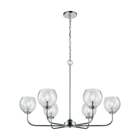 Emory 6-Light Chandelier in Polished Chrome with Clear Blown Glass ELK Lighting | Chandeliers | Modishstore