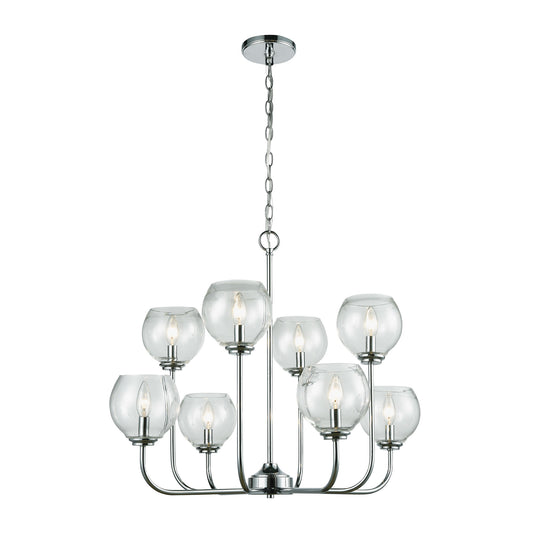 Emory 8-Light Chandelier in Polished Chrome with Clear Blown Glass ELK Lighting | Chandeliers | Modishstore