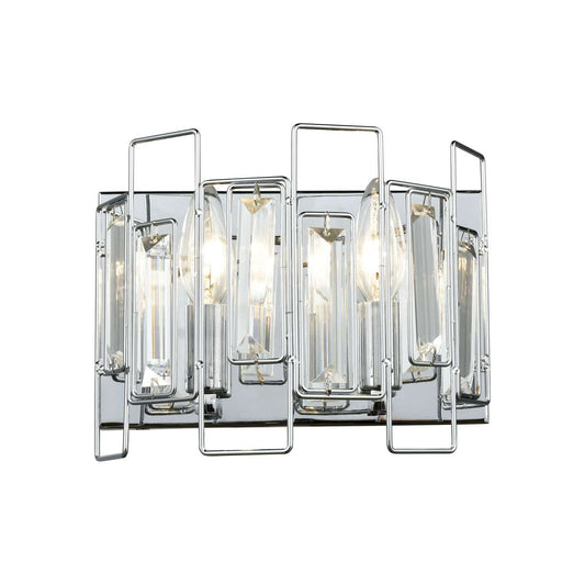 Crosby 2-Light Vanity Sconce in Polished Chrome with Clear Crystal | Vanity Light | Modishstore