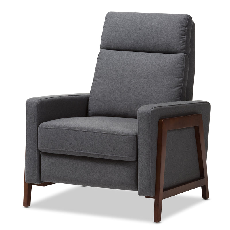 Baxton Studio Halstein Mid-century Modern Grey Fabric Upholstered Lounge Chair | Lounge Chairs | Modishstore