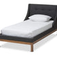 baxton studio louvain modern and contemporary dark grey fabric upholstered walnut finished twin sized platform bed | Modish Furniture Store-2