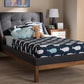 Baxton Studio Louvain Modern and Contemporary Dark Grey Fabric Upholstered Walnut-Finished Twin Sized Platform Bed | Modishstore | Beds