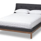baxton studio louvain modern and contemporary dark grey fabric upholstered walnut finished full sized platform bed | Modish Furniture Store-2