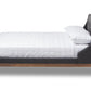 Baxton Studio Louvain Modern and Contemporary Dark Grey Fabric Upholstered Walnut-Finished Queen Sized Platform Bed | Beds | Modishstore - 3