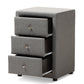 baxton studio tessa modern and contemporary grey fabric upholstered 3 drawer nightstand | Modish Furniture Store-3