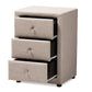 baxton studio tessa modern and contemporary beige fabric upholstered 3 drawer nightstand | Modish Furniture Store-3
