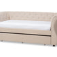 baxton studio cherine classic and contemporary beige fabric upholstered daybed with trundle | Modish Furniture Store-2