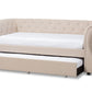 baxton studio cherine classic and contemporary beige fabric upholstered daybed with trundle | Modish Furniture Store-3