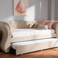 Baxton Studio Cherine Classic and Contemporary Beige Fabric Upholstered Daybed with Trundle | Modishstore | Daybeds