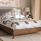 Baxton Studio Alinia Mid-century Retro Modern Grey Fabric Upholstered Walnut Wood King Size Platform Bed | Modishstore | Beds