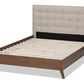 Baxton Studio Alinia Mid-century Retro Modern Light Beige Fabric Upholstered Walnut Wood King Size Platform Bed | Beds | Modishstore - 7