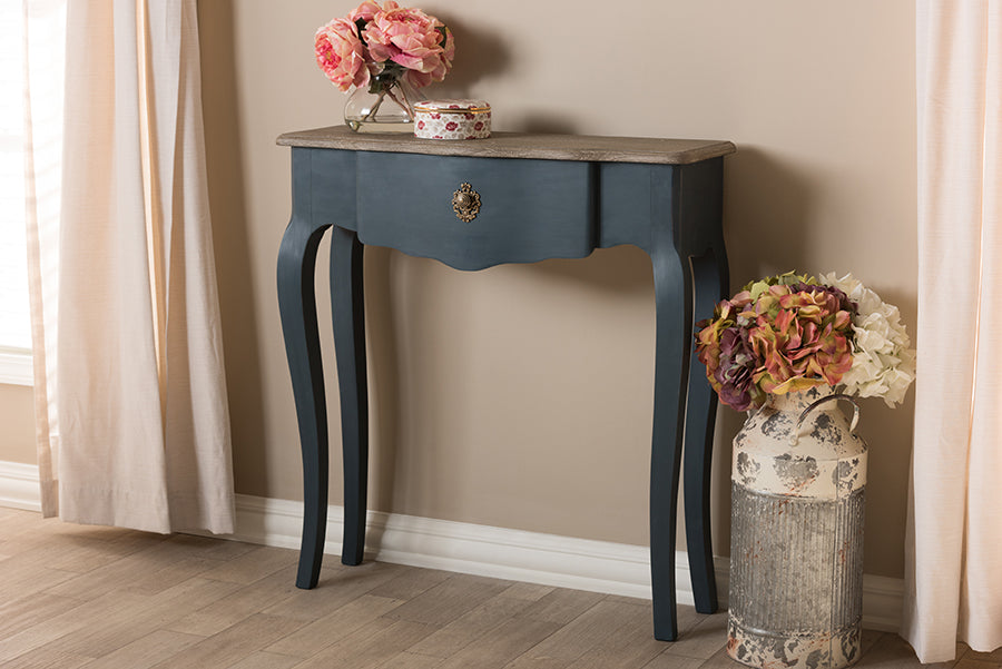 Baxton Studio Mazarine Classic and Provincial Blue Spruce Finished Console Table | Modishstore | Console Tables