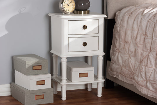 Baxton Studio Audrey Country Cottage Farmhouse White Finished 2-Drawer Nightstand | Modishstore | Nightstands