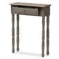 baxton studio noemie country cottage farmhouse brown finished 1 drawer console table | Modish Furniture Store-3