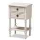 baxton studio lenore country cottage farmhouse whitewashed 2 drawer nightstand | Modish Furniture Store-2