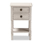 baxton studio lenore country cottage farmhouse whitewashed 2 drawer nightstand | Modish Furniture Store-3