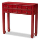 baxton studio pomme classic and antique red finished wood bronze finished accents 6 drawer console table | Modish Furniture Store-2